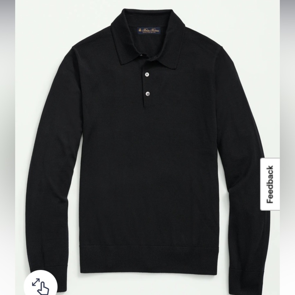 Brooks Brothers Classic Black Polo Style sweater Marino Wool size large